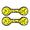 Yellow, variant on Tuffy Jr 2 Ball Tug Yellow Bone, Durable Squeaky Dog Toy