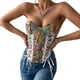 thumbnail image 2 of Tops de Corsé para Mujer, Estilo Renacentista, con Encaje Floral, Sobre el Busto y Corpiño con Ballenas Flores M, 2 of 10