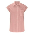 thumbnail image 3 of Chemises à Manches Courtes pour Femmes Mode Femmes Manches Courtes Col Rabattu Col Rond Bouton Décontracté Élastique Confortable Blouse Chemises Femmes Blouses à Manches Courtes Femmes Blouse à Manches Courtes, 3 of 10