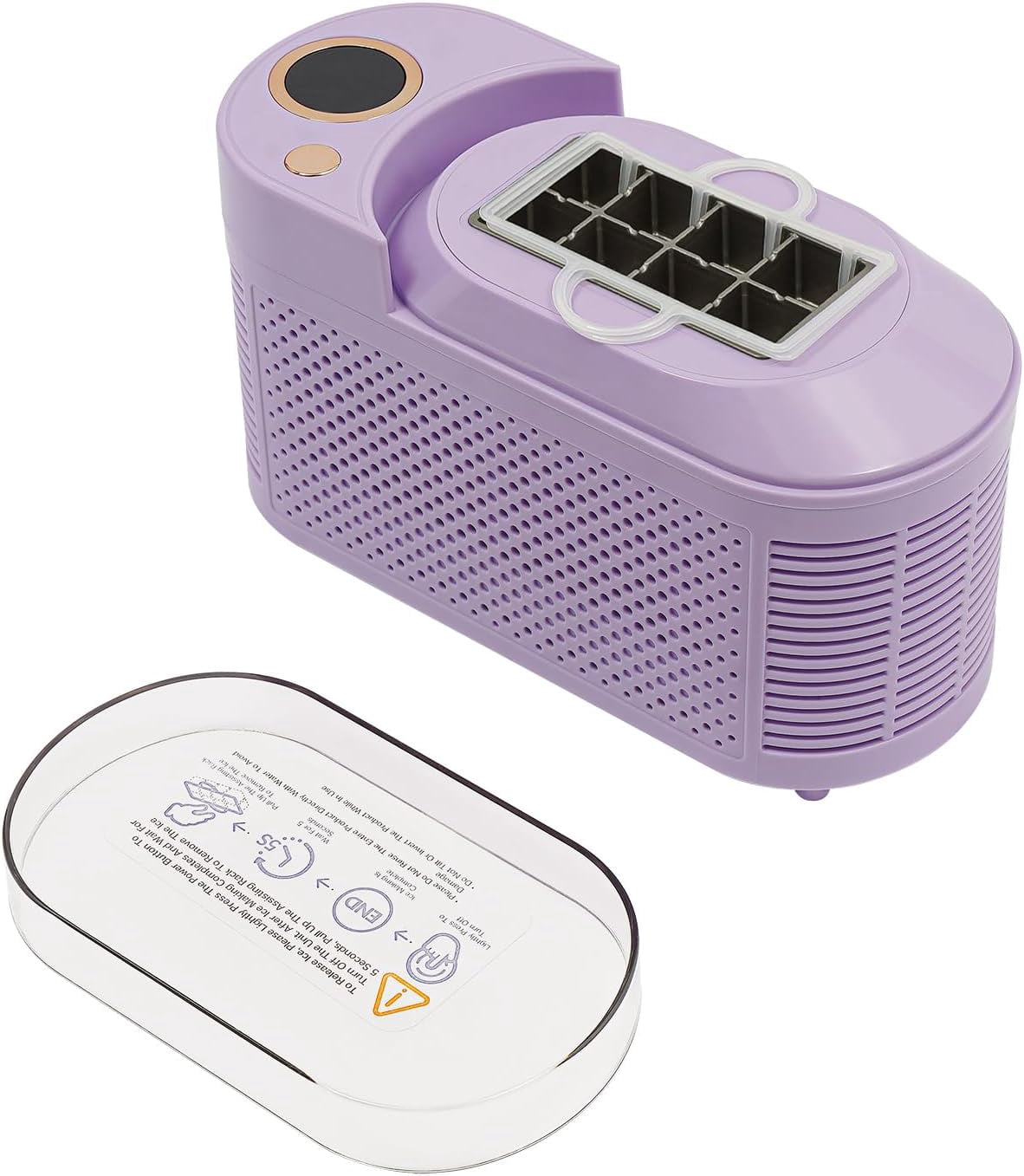 Portable Ice Maker Machine, Mini Cube Maker, Dual Power Fast Ice Making, 12V Car Compatibility, 8 Ice Cubes in 10 Minutes for Home, Office, Camping, Travel Use (Purple)