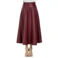 thumbnail image 3 of IROINNID Elastic Waist tail Skirts For Women Fashion Leather Skirt High Waist Skirt Solid Color Skirt, 3 of 7