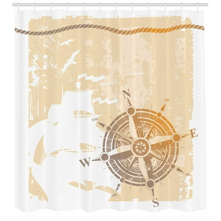 Compass Shower Curtain Nautical Themed Compass Marine Life