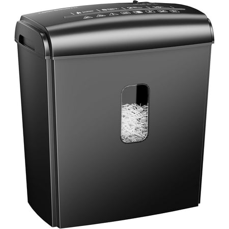 8-Sheet Micro Cut Paper Shredder P-4 Hih Security for Home Office Use with Handle, Shreds Credit Card/Staple 4 allons(Black) Visual Window Wastebasket