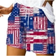 thumbnail image 2 of CALAFEBILA Cotton Linen Bermuda Shorts for Women Independence Day American Flag Graphic 4th of July Vacation Women Short with Pockets, 2 of 5