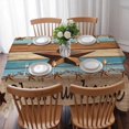 thumbnail image 3 of Western Texas Star Retro Table Cloth Waterproof Tablecloths, Country Farmhouse Light Blue Brown Wooden Tablecloth Dining Table Cover for Kitchen Party Outdoor, Rectangle Tablecloth 52x70 Inch, 3 of 9