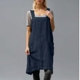 thumbnail image 2 of Women Linen Pinafore Square Apron Garden Work Pinafore Dress, 2 of 4