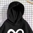 thumbnail image 5 of WAVSUF Girls Hooded Sweatshirts, Long Sleeve Hooded Heart Print Fall Casual Daily Pullover Black 3, 5 of 6
