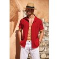 thumbnail image 4 of COOFANDY Men's Cuban Guayabera Short Sleeve Button Down Shirt - Casual Summer Beach Linen Shirts, 4 of 11
