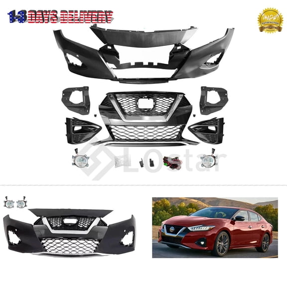 Complete Front Bumper Cover Kit with Fog Lights For 2019-2023 Nissan Maxima
