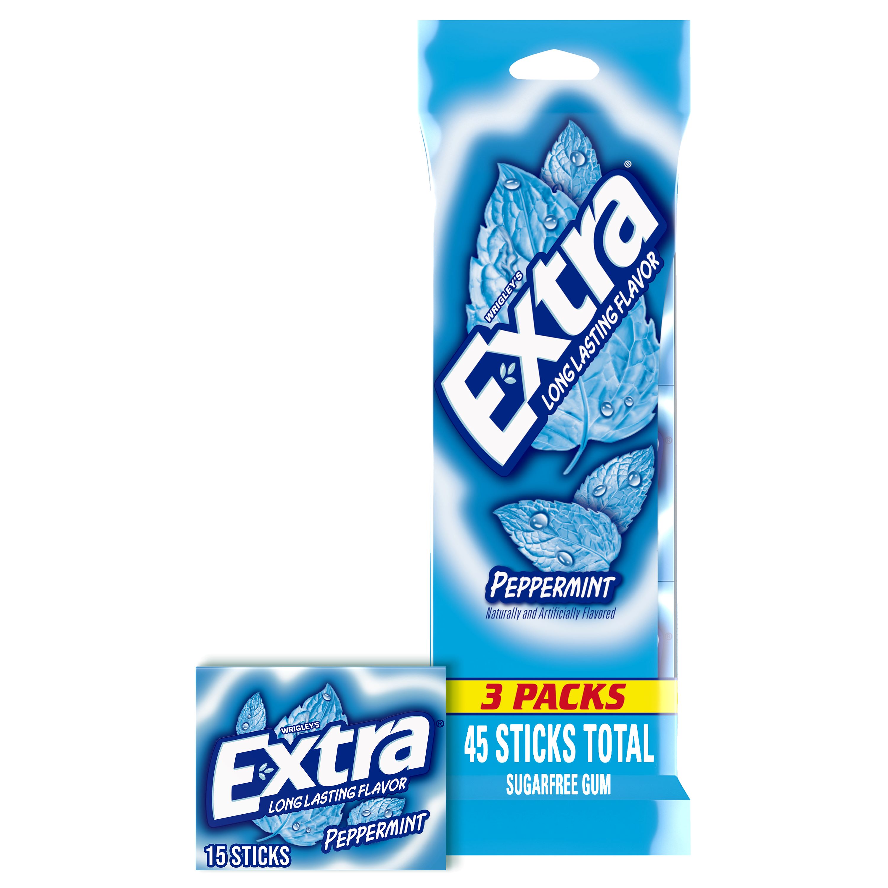 Extra Peppermint Sugar Free Gum, 3-Pack, 45 Sticks photo 1