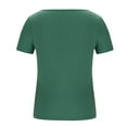 thumbnail image 4 of QUNYINEY Casual Women Shirts Crew Neck Solid Short Sleeve Tops Ribbed Cut Out Slim Pullover Shirts, 4 of 6