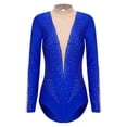 thumbnail image 4 of Kaerm Women Gymnastics Leotard Rhinestones Long Sleeve Ballet Dance Leotard Figure Skating Bodysuit Blue XL, 4 of 7