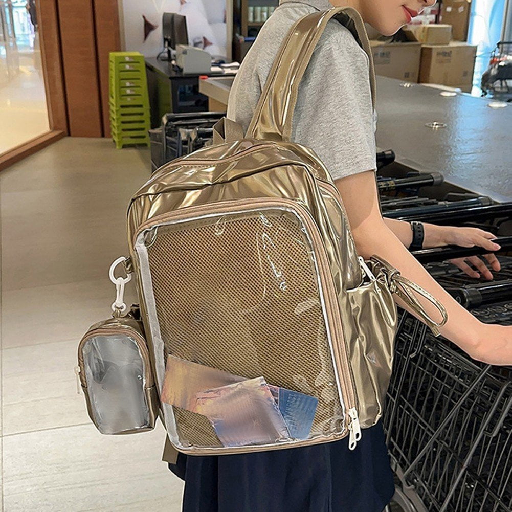 Hzzsbu Ita Bag Clear Backpack Heavy Duty PVC Transparent Backpack Multiple Pockets Bookbag for Concert Work Security Travel Festival