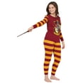 thumbnail image 4 of Harry Potter Kids Hogwarts Houses Crest Tight Fit 2 PC Long Sleeve Pajama Set - Hufflepuff Gryffindor Slytherin Ravenclaw, 4 of 6