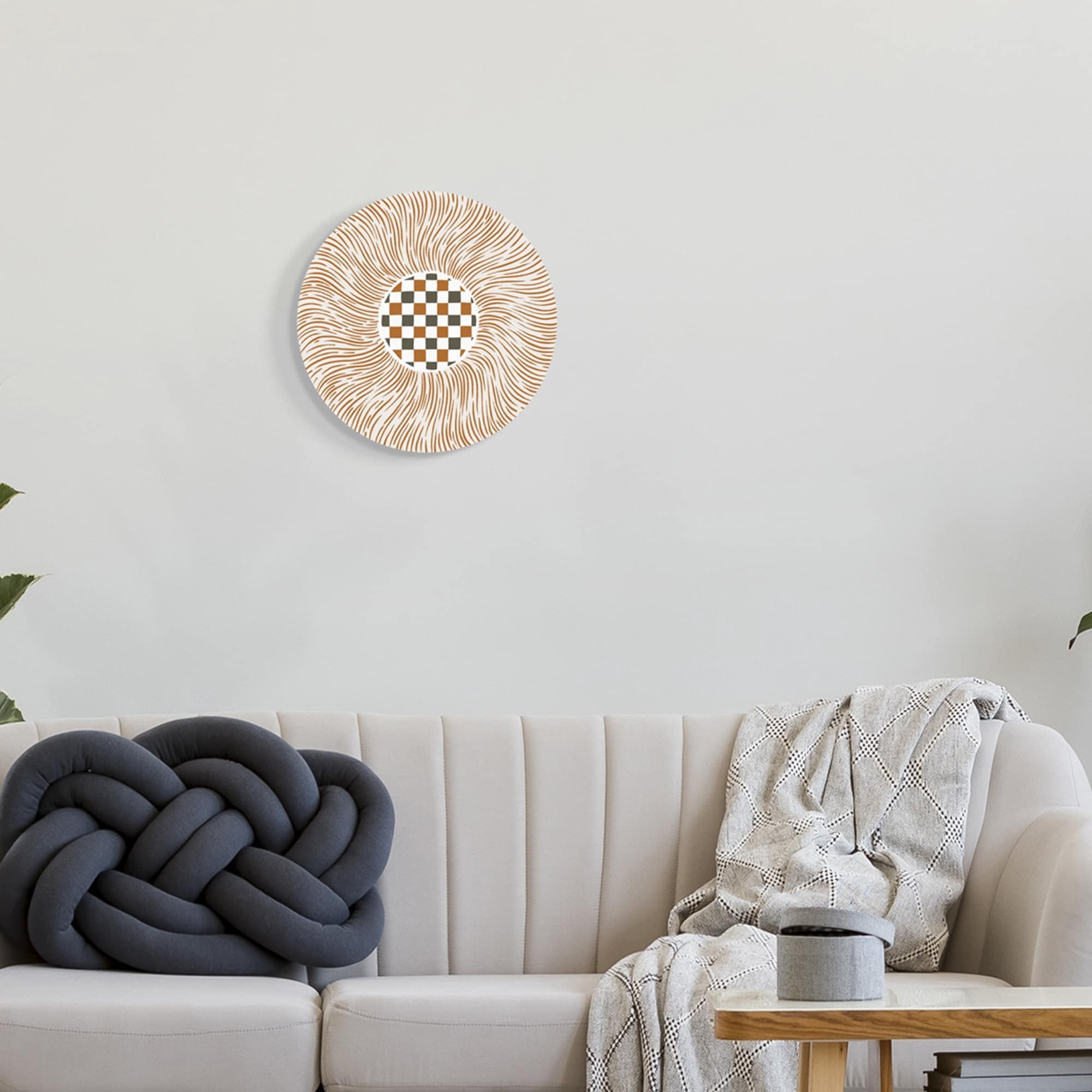 Stupell Industries Checkered Abstract Circle Shape Geometric Lines Pattern Graphic Art Unframed Art Print Wall Art, Design by Ziwei Li