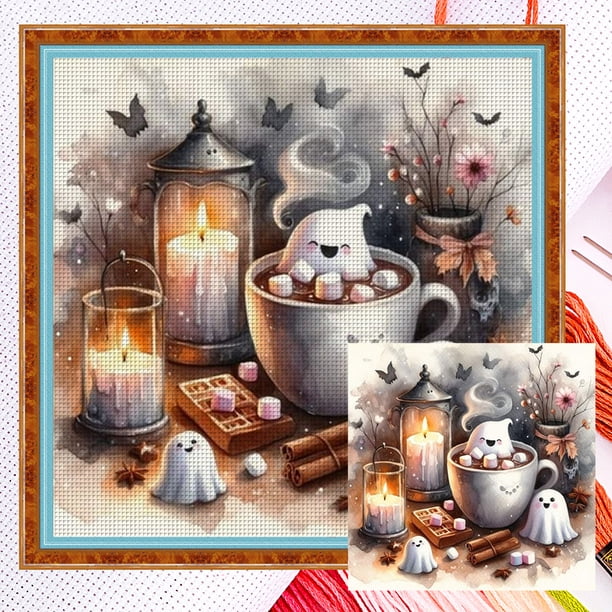 Hilo Algodón Ecológico Bordado Punto Cruz Vela Fantasma Contada 11CT 40x40cm