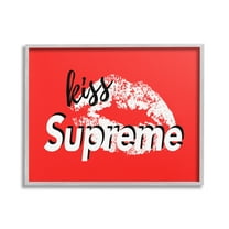 Stupell Industries Kiss Supreme on Red Beauty & Fashion Painting Gray Framed Art Print Wall Art, 30 x 24