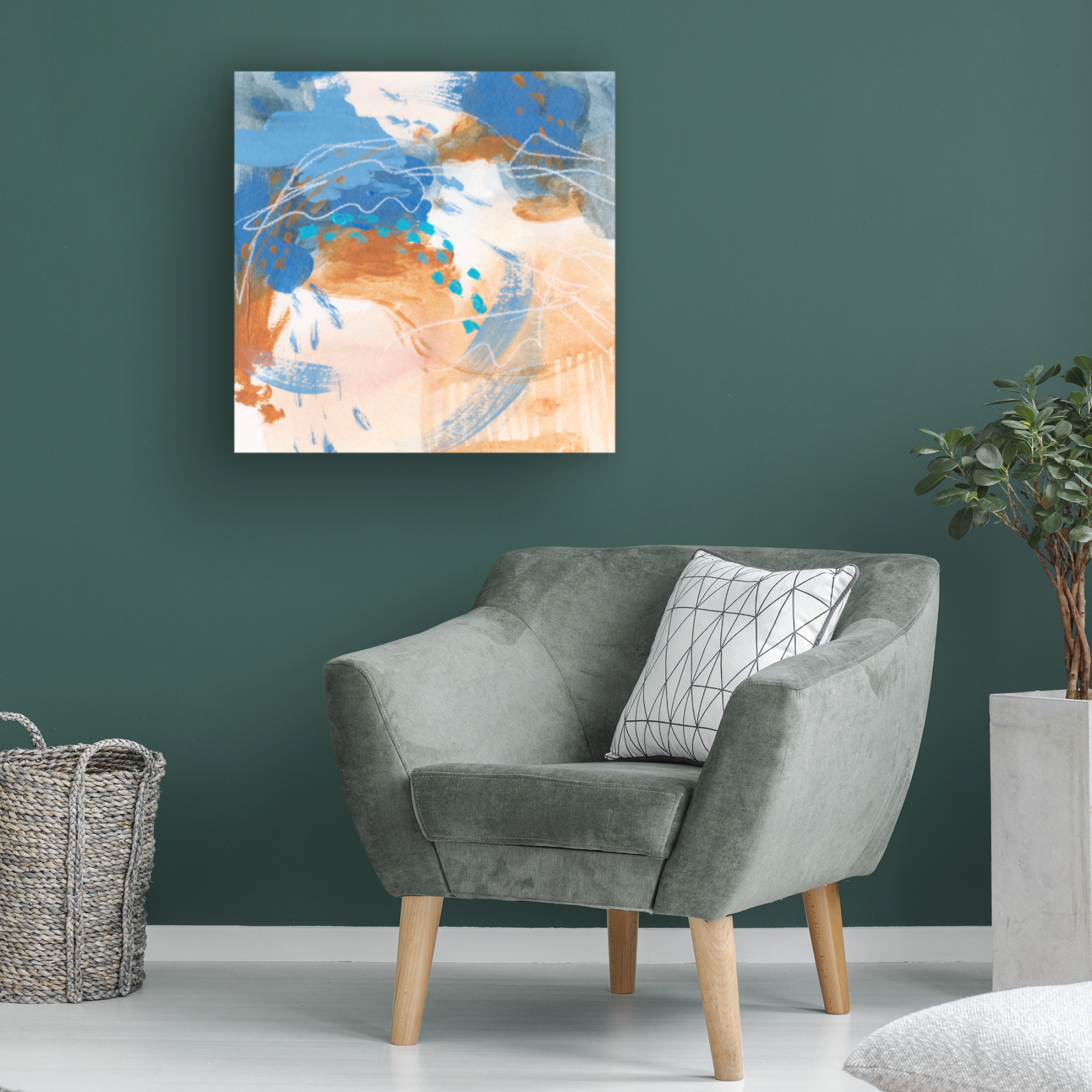 Canvas Wall Art - Melissa Wang 'Blu Hurricane III' Wall Art for Living Room, Bedroom, or Office Décor by Trademark Fine Art - 24 x 24 Inches