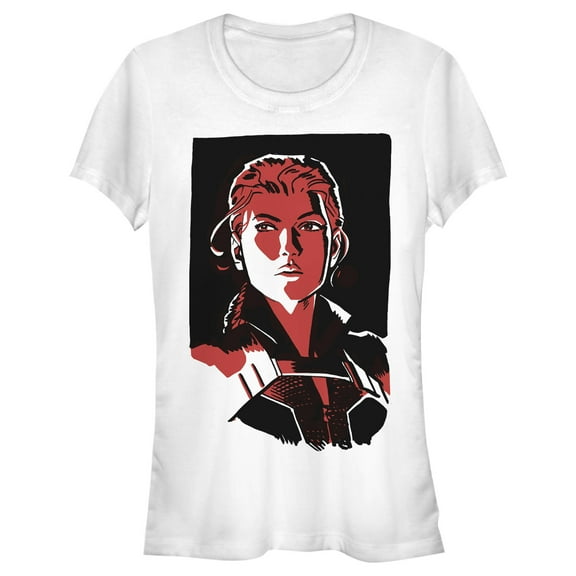Junior's Marvel Black Widow Cell Shade Portrait Graphic Tee White 2X Large