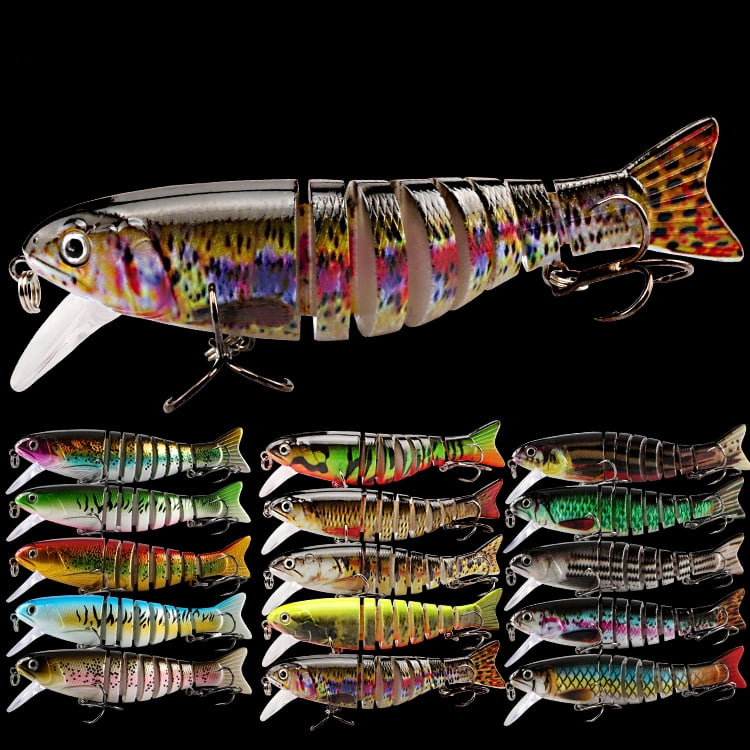 2PC Fishing Lures Jigs Multi-Section Fish Five-Color UV Printed Plastic Hard Lure Set Minnow
