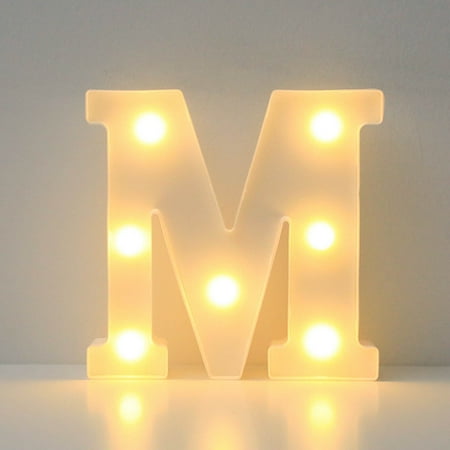 

VBXOAE Alphabet LED Letter Lights White Plastic A-M & N-Z Wall or Standing Night Light for Home Party Holiday Decor