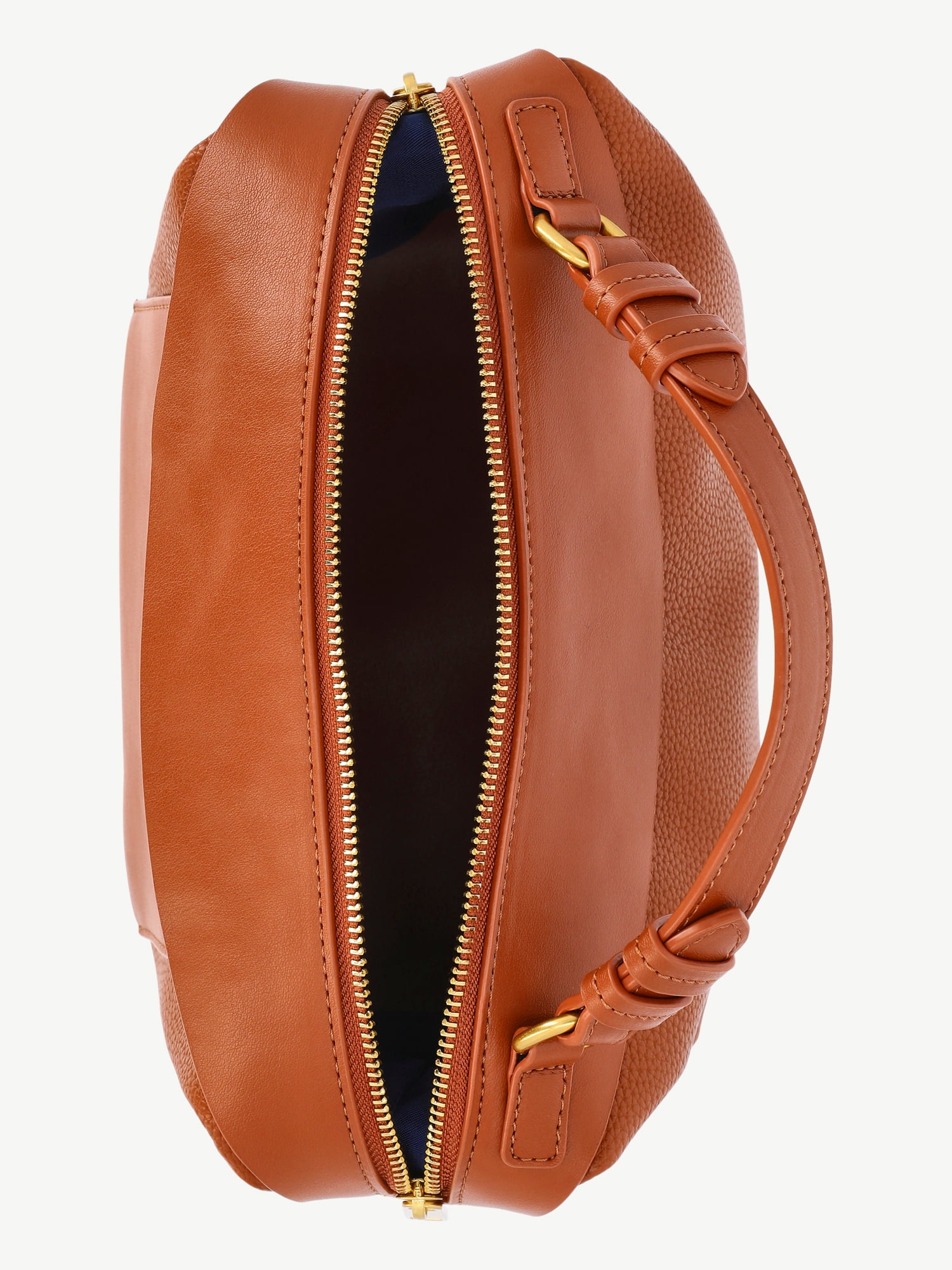 Free Assembly Women's Faux Leather Crossbody Handbag, Brown