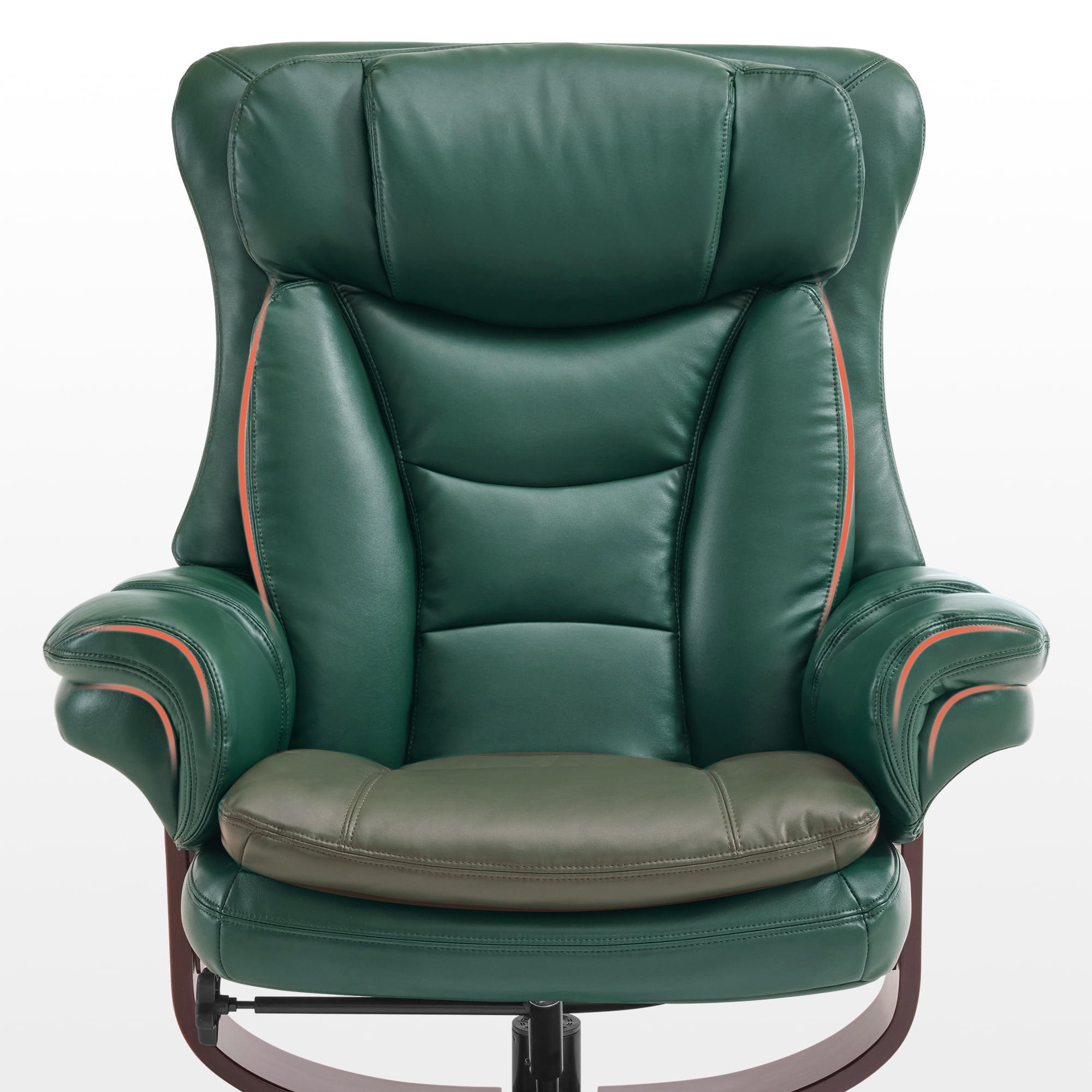 MCombo Swivel Recliner with Ottoman, Reclining Chair with Adjustable Back, Faux Leather Upholstered Lounge Chair for Living Room Bedroom Office 4651（Green）