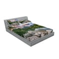 thumbnail image 2 of Ambesonne Nature Fitted Sheet & Pillow Sham Set, Lake by Forest Mountain, Queen, Multicolor, 2 of 2
