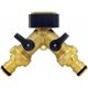 thumbnail image 1 of Water Inlet Hose Y Connector (2 Way for Inlet Hose, 26.9mm (3/4") Brass, Y Manifold), Compatible with Garden Hose Connector System 1 /2 Inch, 1 of 5