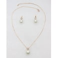 thumbnail image 2 of Faship Clear Crystal Mother Of Pearls Rose Gold Plated Floral Necklace Earrings Set, 2 of 5