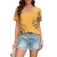 thumbnail image 2 of Camisetas de Manga Larga de las Mujeres Moda Impresa Cuello Redondo Superior, Camisa de Poliéster Casual para Primavera Verano, Sudadera de Manga Corta con Capucha Mujeres, 2 of 7