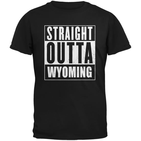 Straight Outta Wyoming Black Adult T-Shirt - 2X-Large