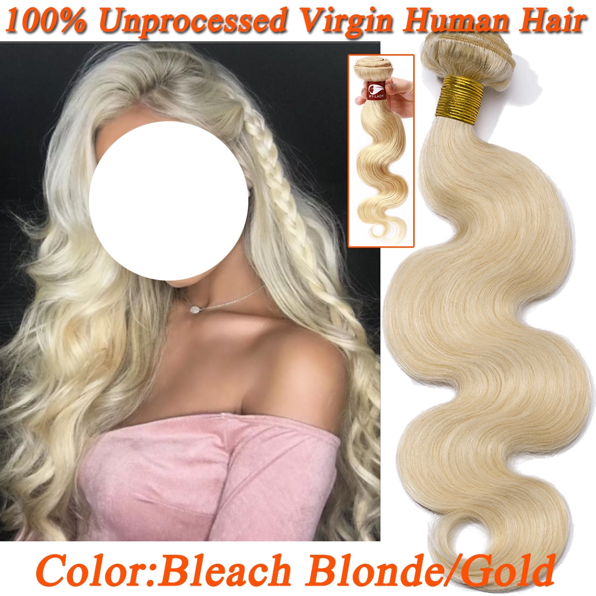 SEGO Platinum Blonde Bundle Straight Remy Human Hair Weft Sew in Hair Extensions for Women Brazilian Hair Weave Double Weft 7A Thick Soft Hand Tied Hair Weave