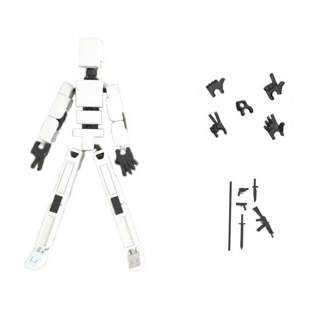 Titan 13 Action Figure,Stikbot Toys with Weapon Accessories, T13 Action Figure Robot,T13 Fully Articulated Joints Action Figure, The Ideal Gift for Holidays (White)