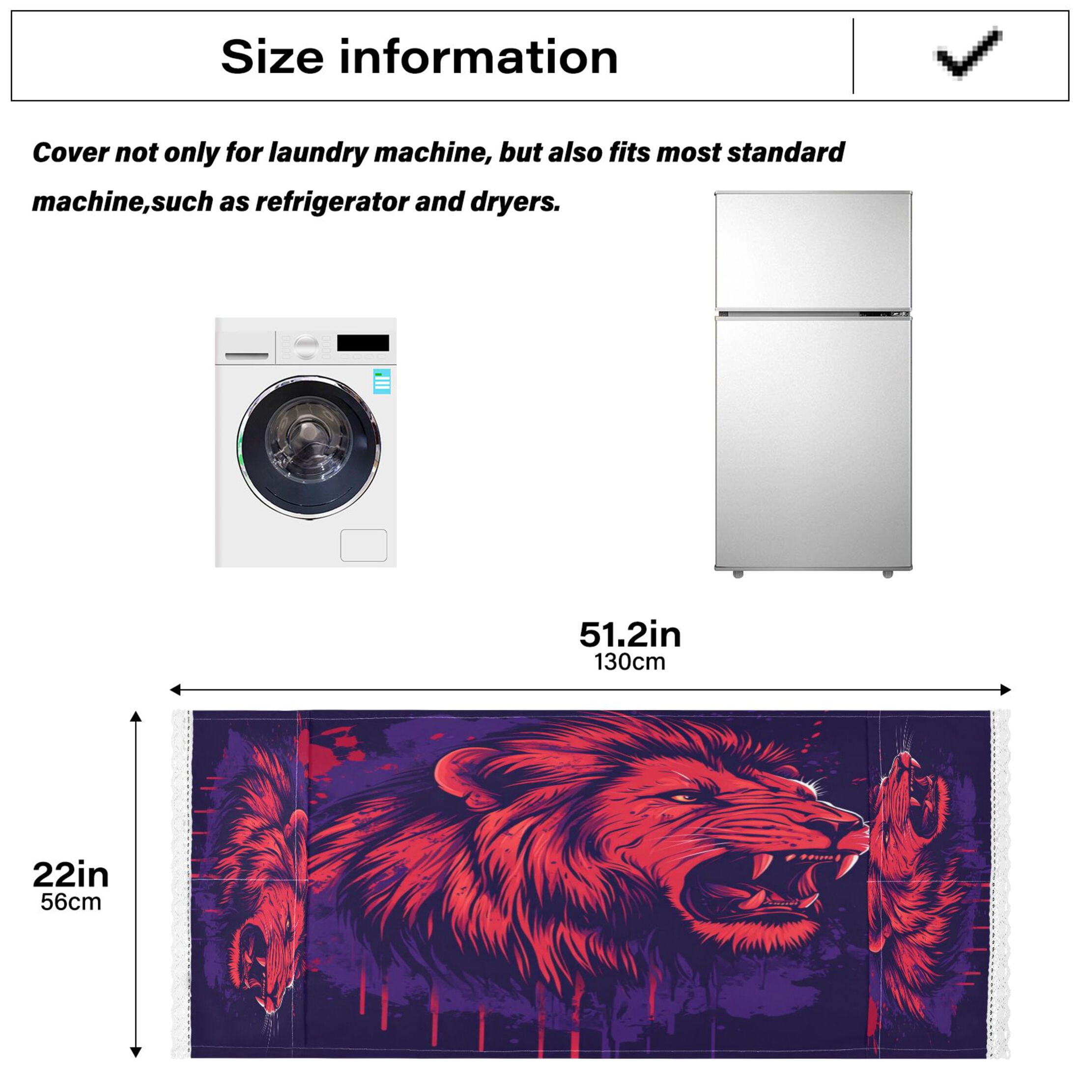 WOBOGO Angry Red Lion Pattern Washing Machine Cloth Dryer Refrigerator Top Cover Protective Non-Slip Mat For Kitchen Laundry