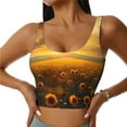 thumbnail image 2 of Haiem Sunflower Sunset Rainfall Pattern Womens Sports Bra - U Neck Padded Low Impact Yoga Bra Workout Crop Top Gym Moisture-Wicking Workout Vest -, 2 of 9