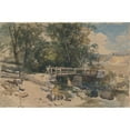 thumbnail image 2 of William James Müller 18x13 Black Ornate Wood Framed Double Matted Museum Art Print Titled - The Bridge, 2 of 5