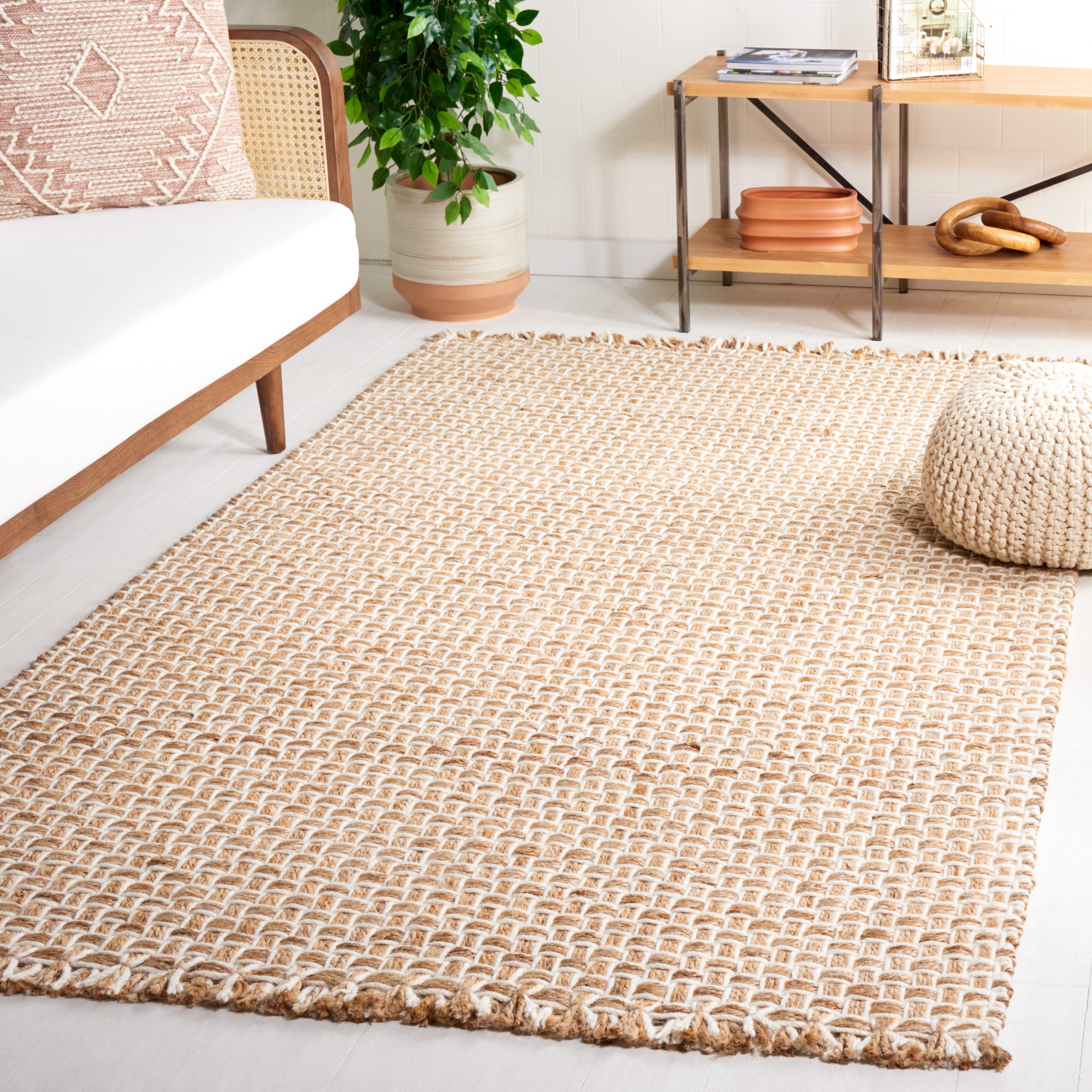 SAFAVIEH Natural Fiber Ella Solid Area Rug, Natural/Ivory, 8' x 10'