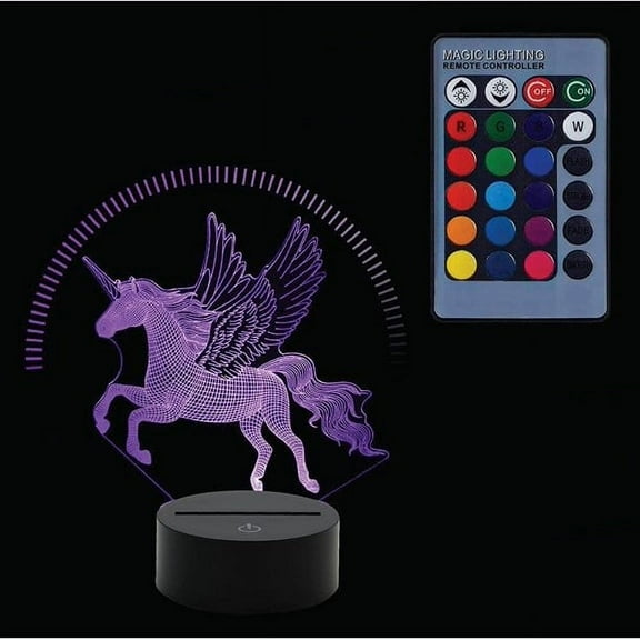 JT Unicorn 3D Night Light Multi 7 Color Changing Illusion Lamp for Children Kids Girls Boys and a perfect Home Décor Gift (D2)