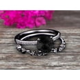 thumbnail image 2 of Art Deco 2 Carat Round Cut Black Diamond Moissanite Ring Set Engagement Ring on 10k White Gold, 2 of 5