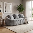 thumbnail image 2 of FFH 75.5" Cloud Couch, Floral-Shaped Bean Bag Sofa, Boneless Loveseat Sofa for Living Room, Plush Faux Fur, Gray, 2 of 8