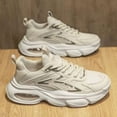 thumbnail image 5 of Men's Sneakers -  Running Footwear Thick Cushioned Sole, Breathable PU Upper & Non-Slip Rubber Outsole ,Beige/ Stability Support Lace-Up Shoes for Running, Gym, Everyday - All-Season Dad Shoes,, 5 of 7