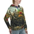 thumbnail image 6 of Uemuo Floral Rhino With Birds Pattern Women's Hoodie with Eye-catching Drawstrings- Casual Pullover Hoodie with Kangaroo Pocket, Stylish Hooded Sweatshirt-Large, 6 of 7