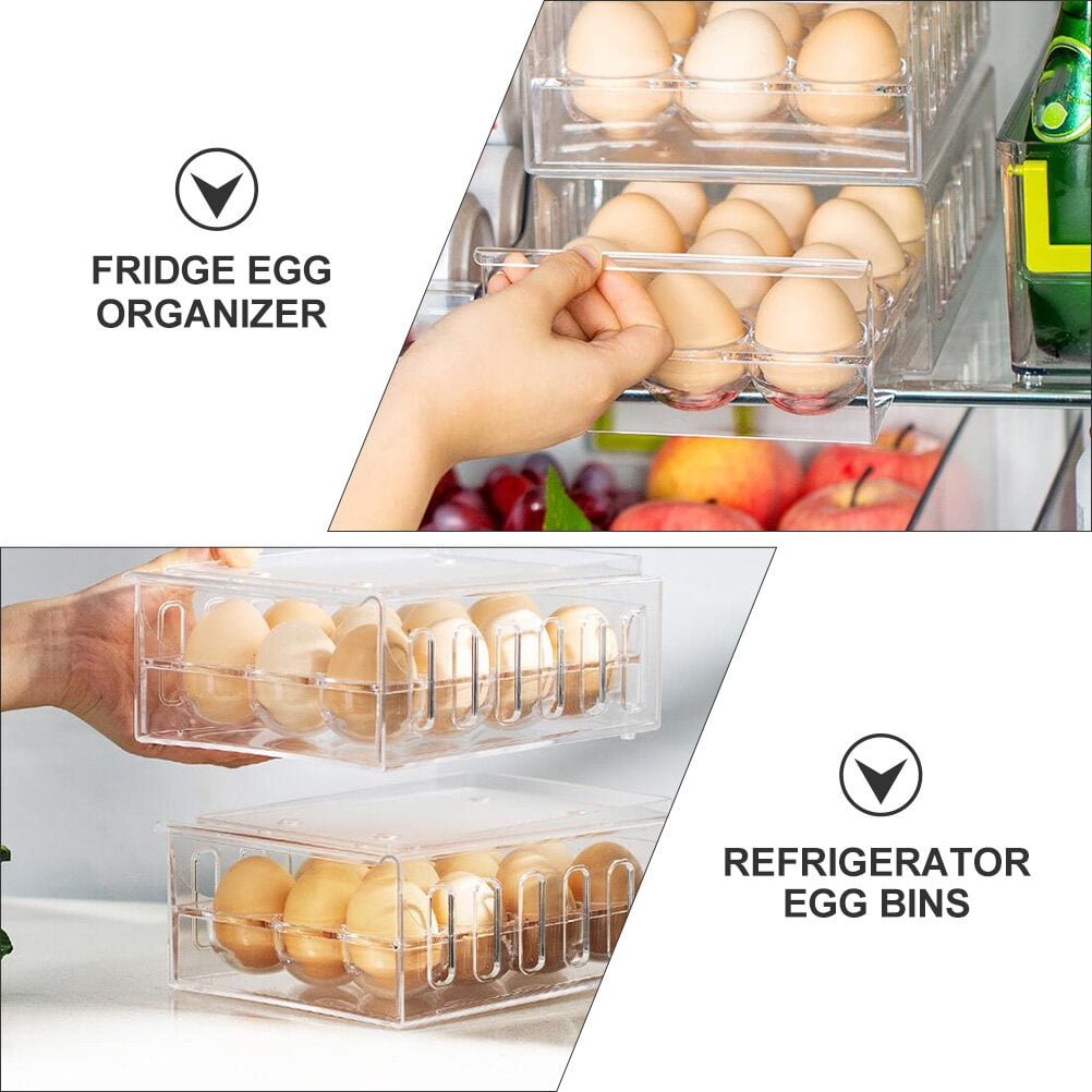 Supvox Transparent Organizer Box with Multi-Compartment Design, PP Storage Container for Refrigerator