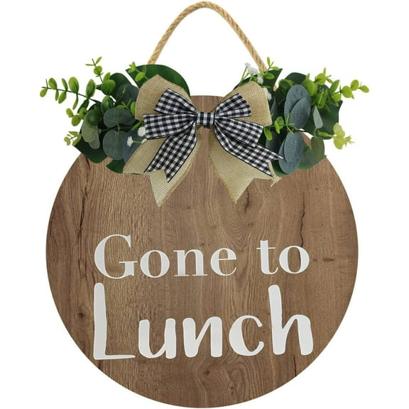 Eveokoki 12" Closed For Lunch Sign, Gone To Lunch Wood Door Sign For Dining Break Room,Food Kitchen,Office Work,Wood Sign,Business Sign