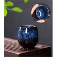 thumbnail image 3 of Jianzhan Ceramic Teacup, Kung Fu Tea Set, Coffee cup，Yerba Mate Set - Ceramic Mate CupSet of 4 (Blue), 3 of 5