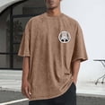 thumbnail image 2 of Dagegui Cotton T-Shirt for Men Vintage Graphic Short Sleeve Big & Tall Crewneck T Shirts Casual Loose Fit Everyday Tee Tops Coffee M, 2 of 5