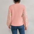 thumbnail image 5 of Fall Sweaters for Women 2022 Daisy Sweater Lantern Sleeve Round Neck Sweater Chunky Knitted Pullover Sweatshirt Shirts Knit Sweater Vintage Christmas Sweater Romper, 5 of 9
