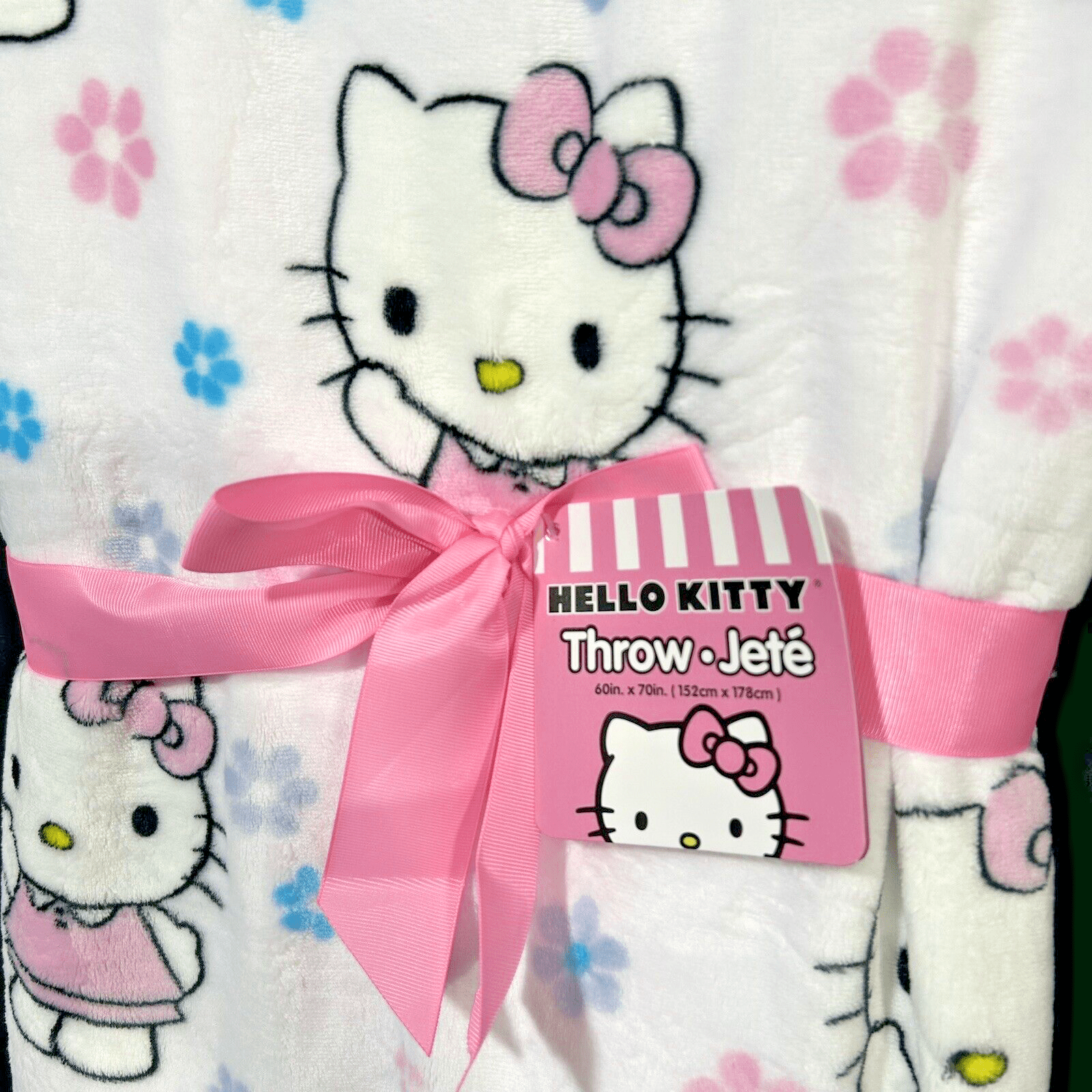 Hello Kitty Flowers And Kittys Throw Pink Multi 60 X 70 in Throw Soft and Plush