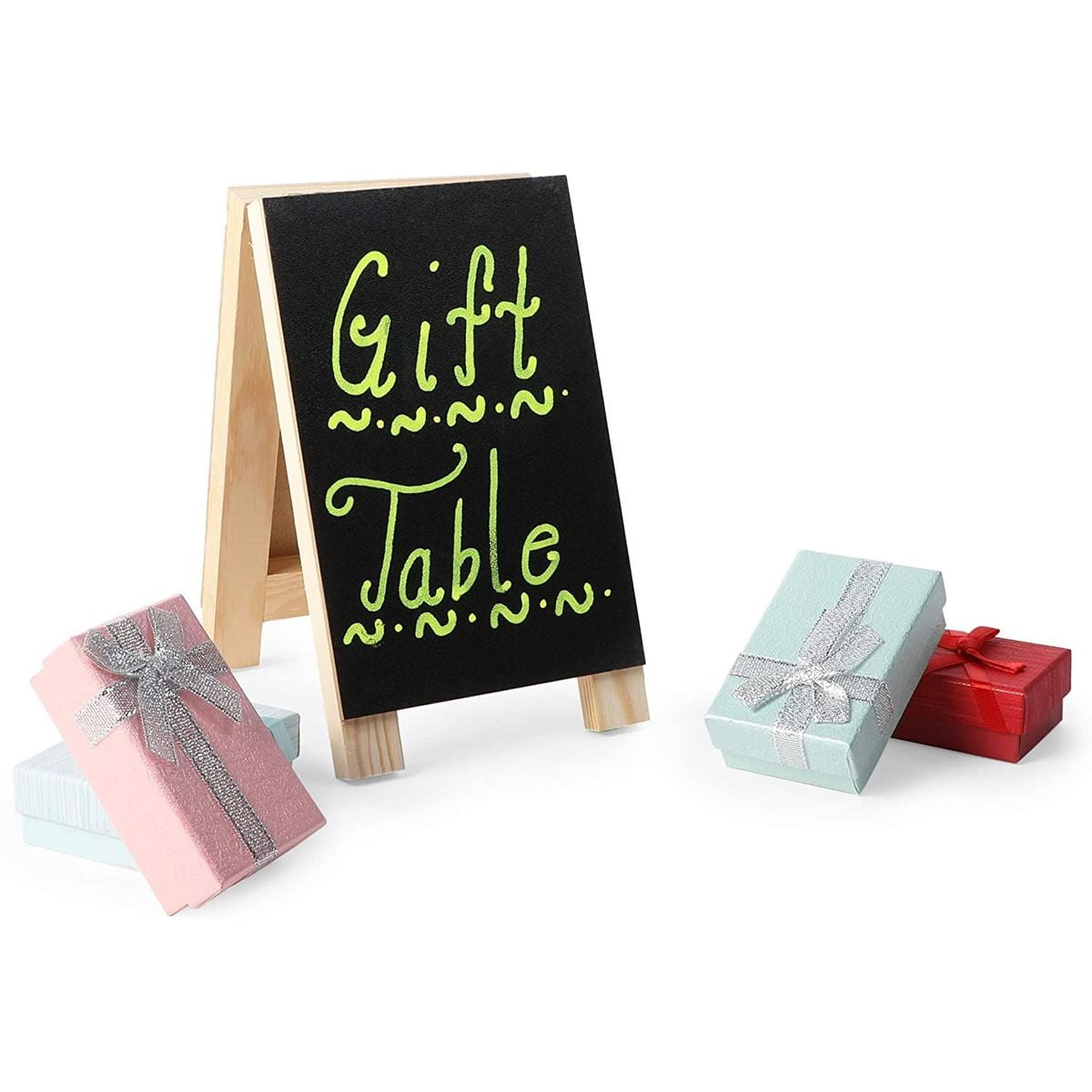 2 Sets Chalkboard Easel Stand with Liquid Chalk Marker and White Chalk